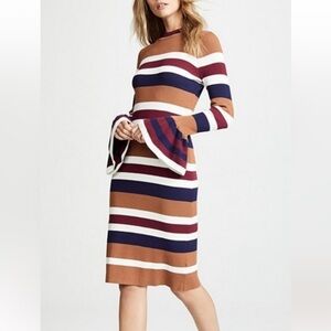 ENDLESS ROSE WOMENS STRIPED SWEATER DRESS BELL SLEEVE SMALL